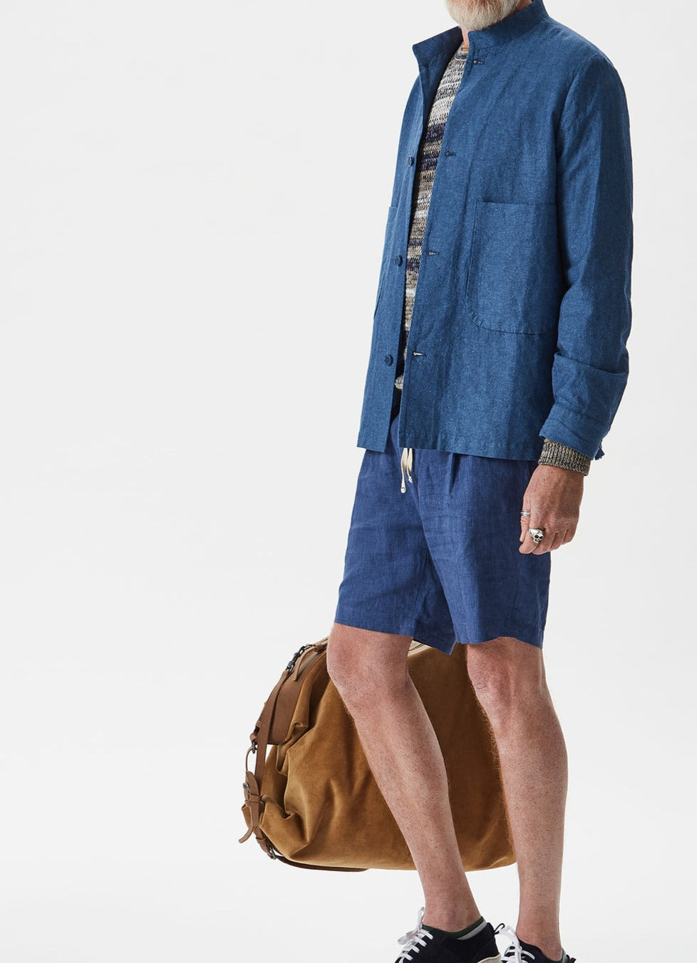 Indigo Washed Linen Bermuda Shorts | Adolfo Dominguez – Adolfo ...