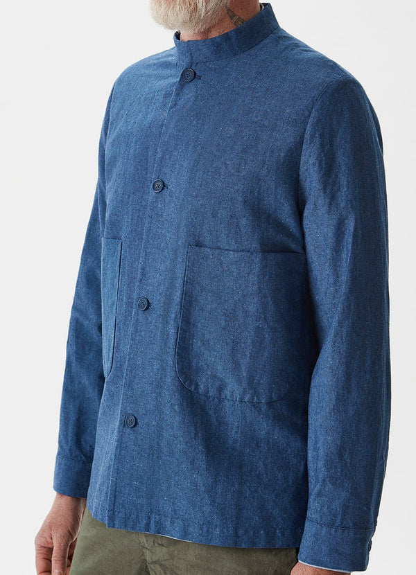 Blue Mandarin Collar Shaket