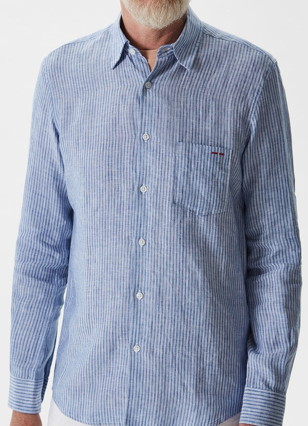 Blue/White Striped Linen Shirt