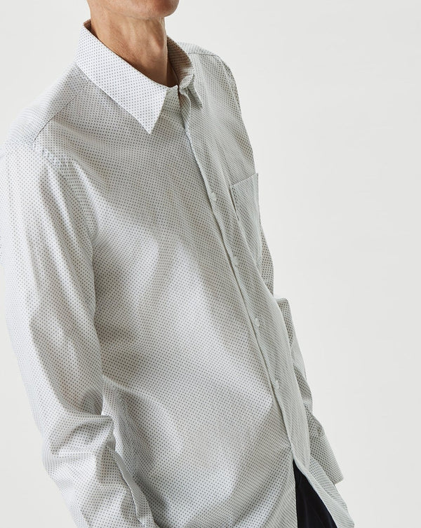 White/Blue Cotton Poplin Shirt With Motif -