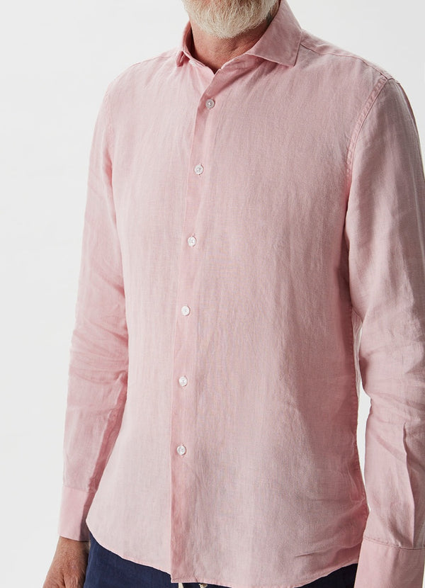 Pink Garment Dye Linen Cutaway Shirt