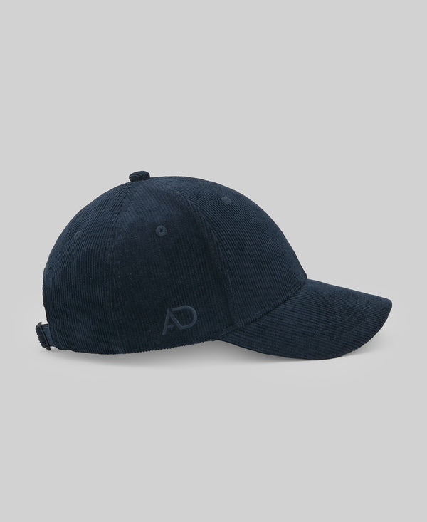 Navy blue corduroy cap man in navy blue