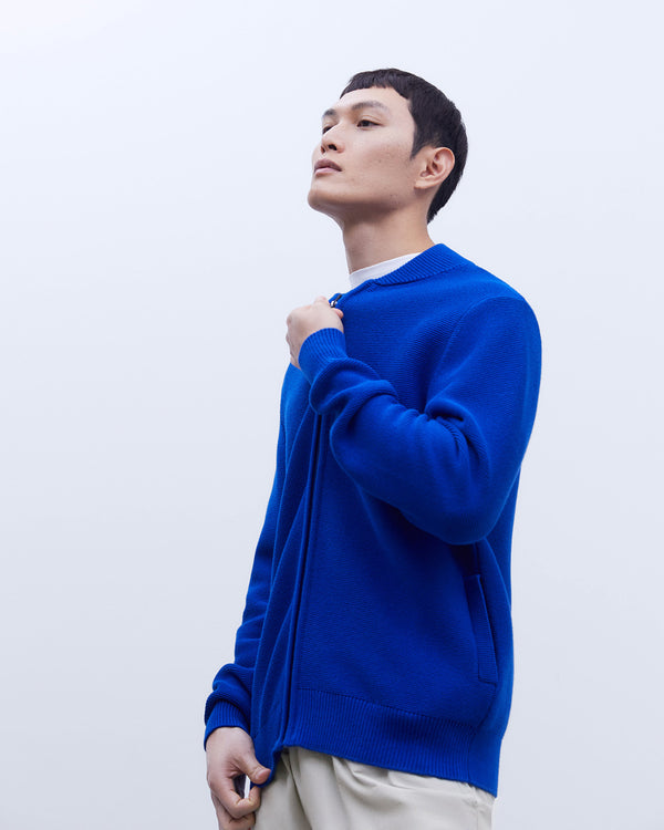 Cobalt Knit Bomber