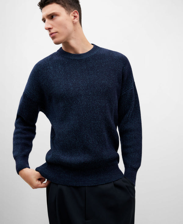 Melange Blue Knitted Sweater