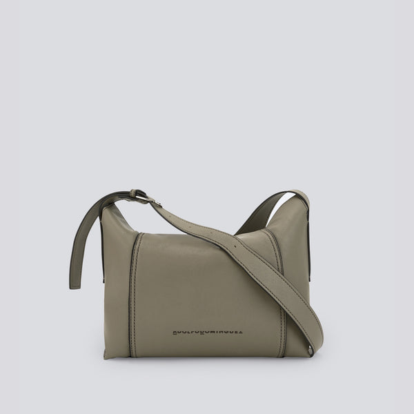 Green/Grey Large Leather-Non-Leather Crossbody