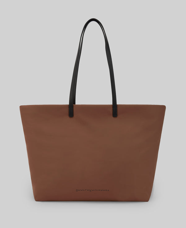 Vertical shopper bag woman in brown