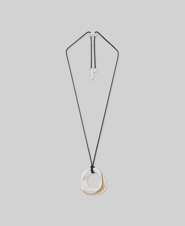 Two-tone circular pendant necklace woman in silver/gold