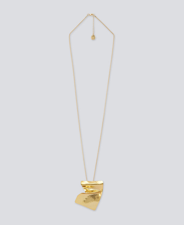 Gold Crumpled Paper Motif Necklace