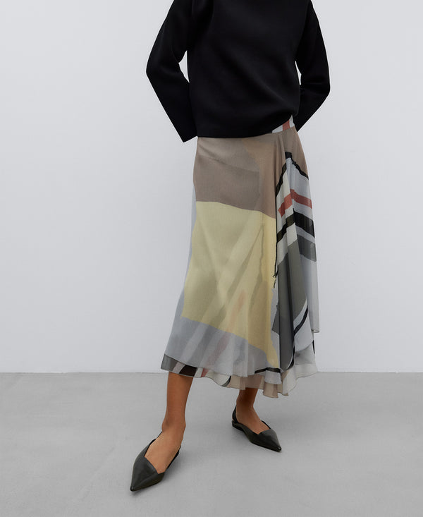 Multicolor2 Semitransparent Midi Skirt