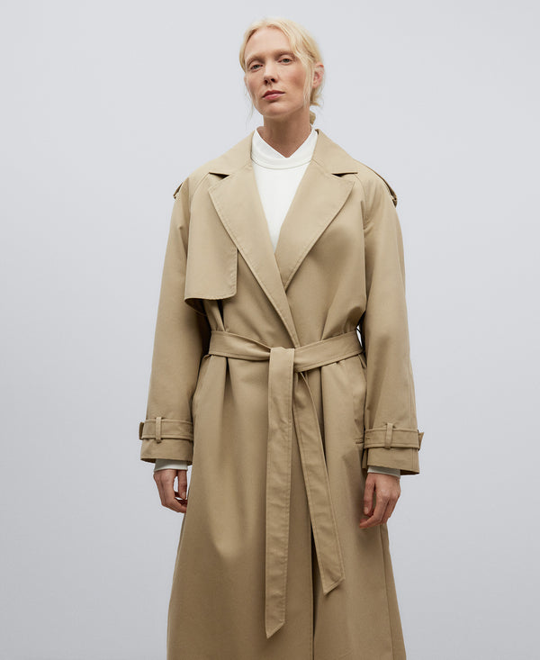 Natural Long Cotton Fabric Trench Coat