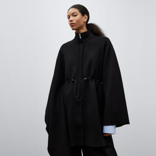 Black Double-Fronted Knit Coat