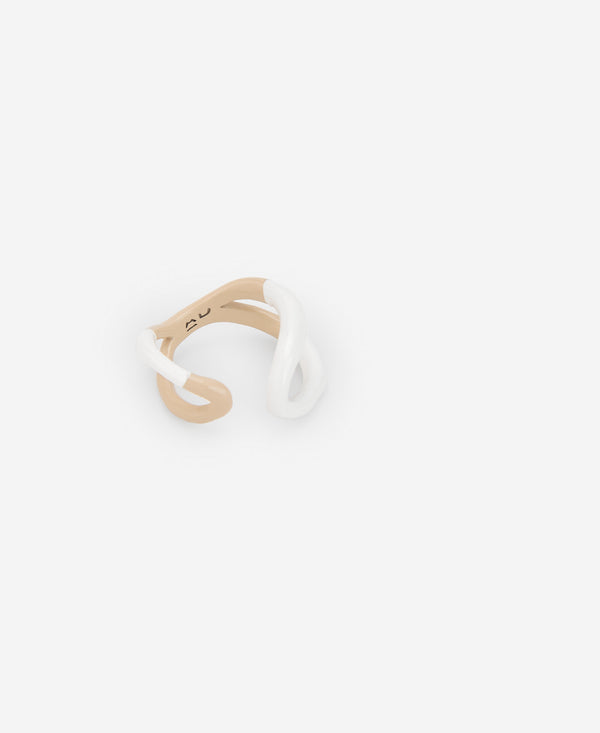 Beige/White Two-Colour Lacquered Choker Ring