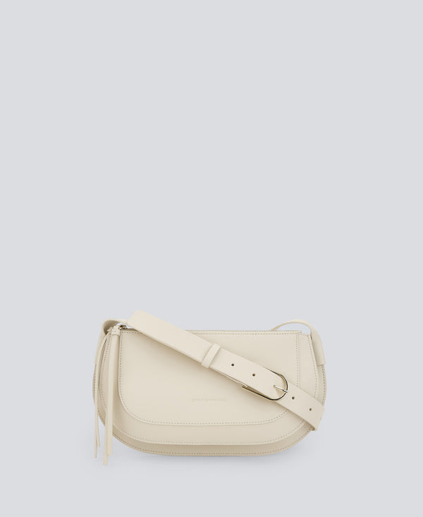 Off White Beige Leather Baguette