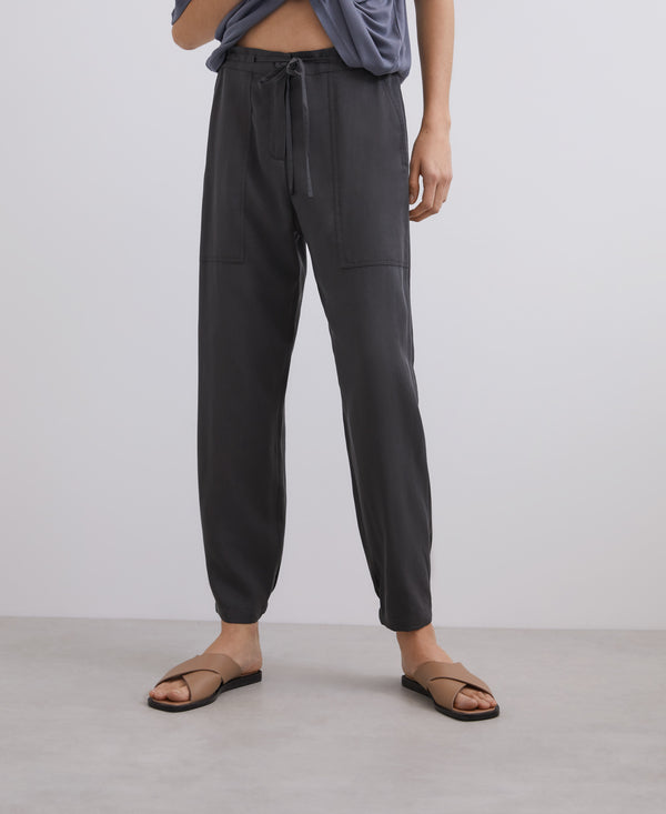 Grey Lyocell Fluid Pants