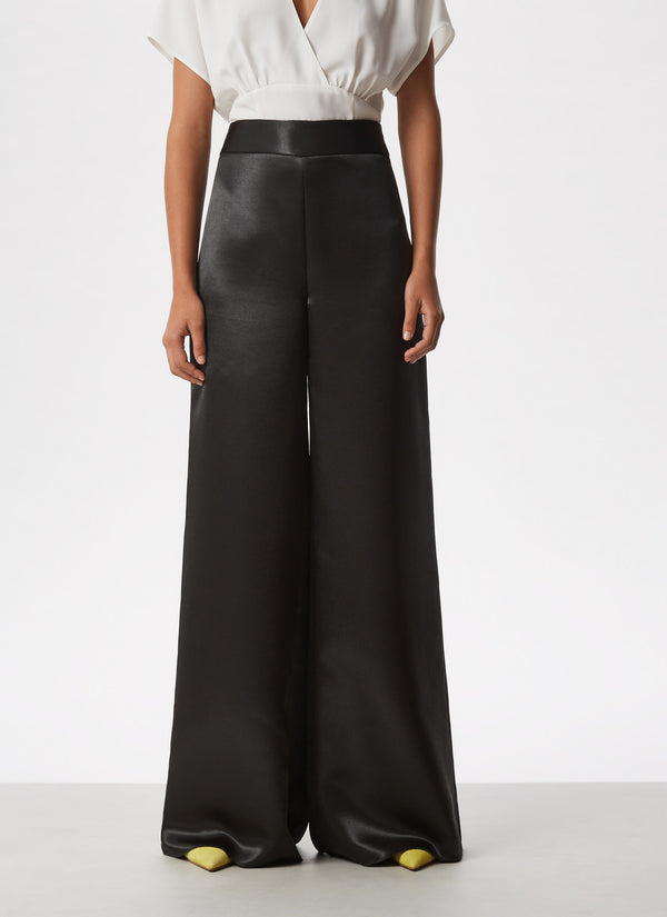 Green Fluid And Glossy Palazzo Trousers