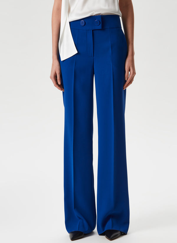 Blue Fluid Trousers With Decorative Buttons