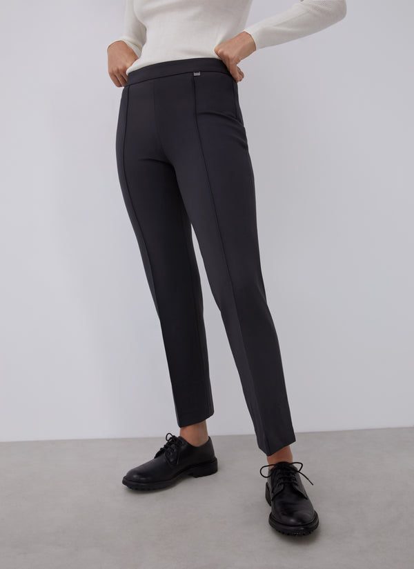 Dark Grey Straight Trousers With French Seams