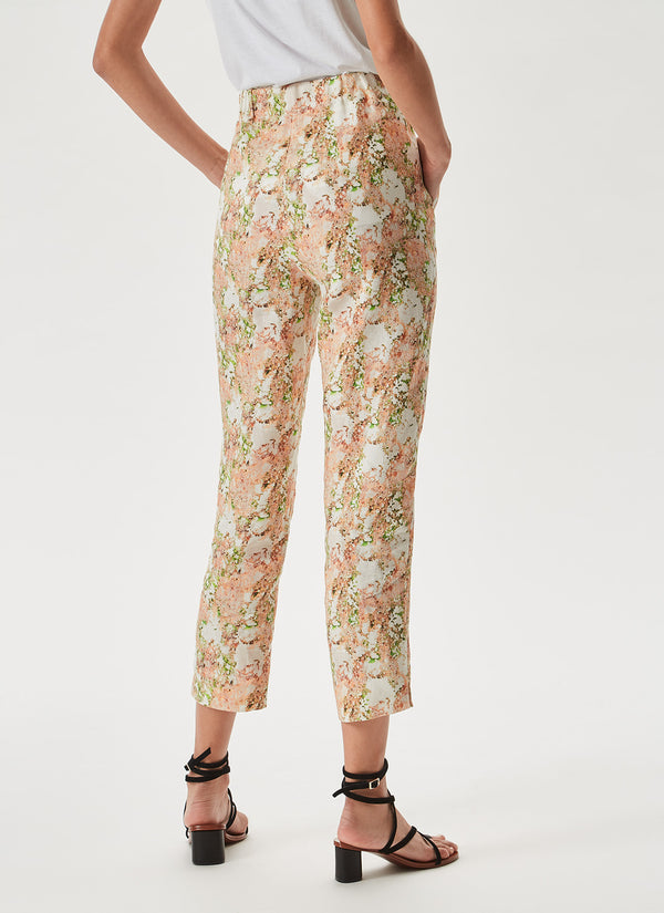 Multicolor Linen Trousers With 'Orballo' Print