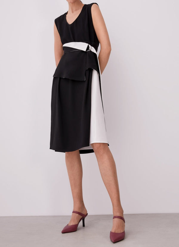 Black/Ecru Fluid Bicolour Dress