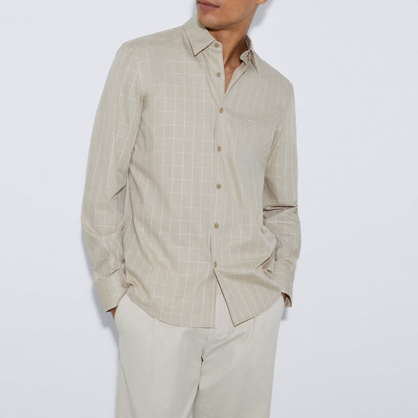 Sand Plaid Cotton Shirt