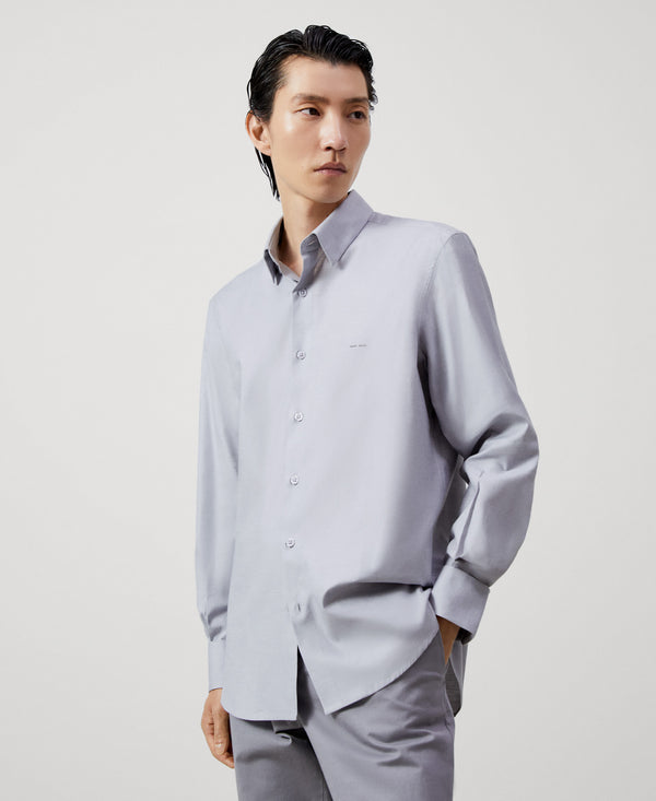 Light Grey Cotton Button-Down Shirt