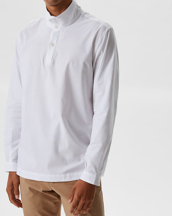 Cotton Blend Shirt With Stand Collar