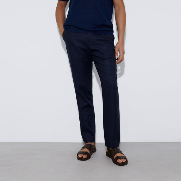 Navyblue European Linen And Cotton Chino Trousers