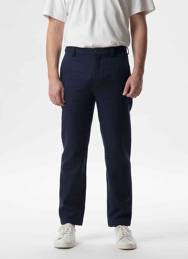 Ink Blue Washed Linen Trousers