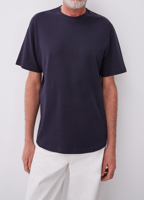 Navy Blue Basic T-Shirt With Logo On Shoulder