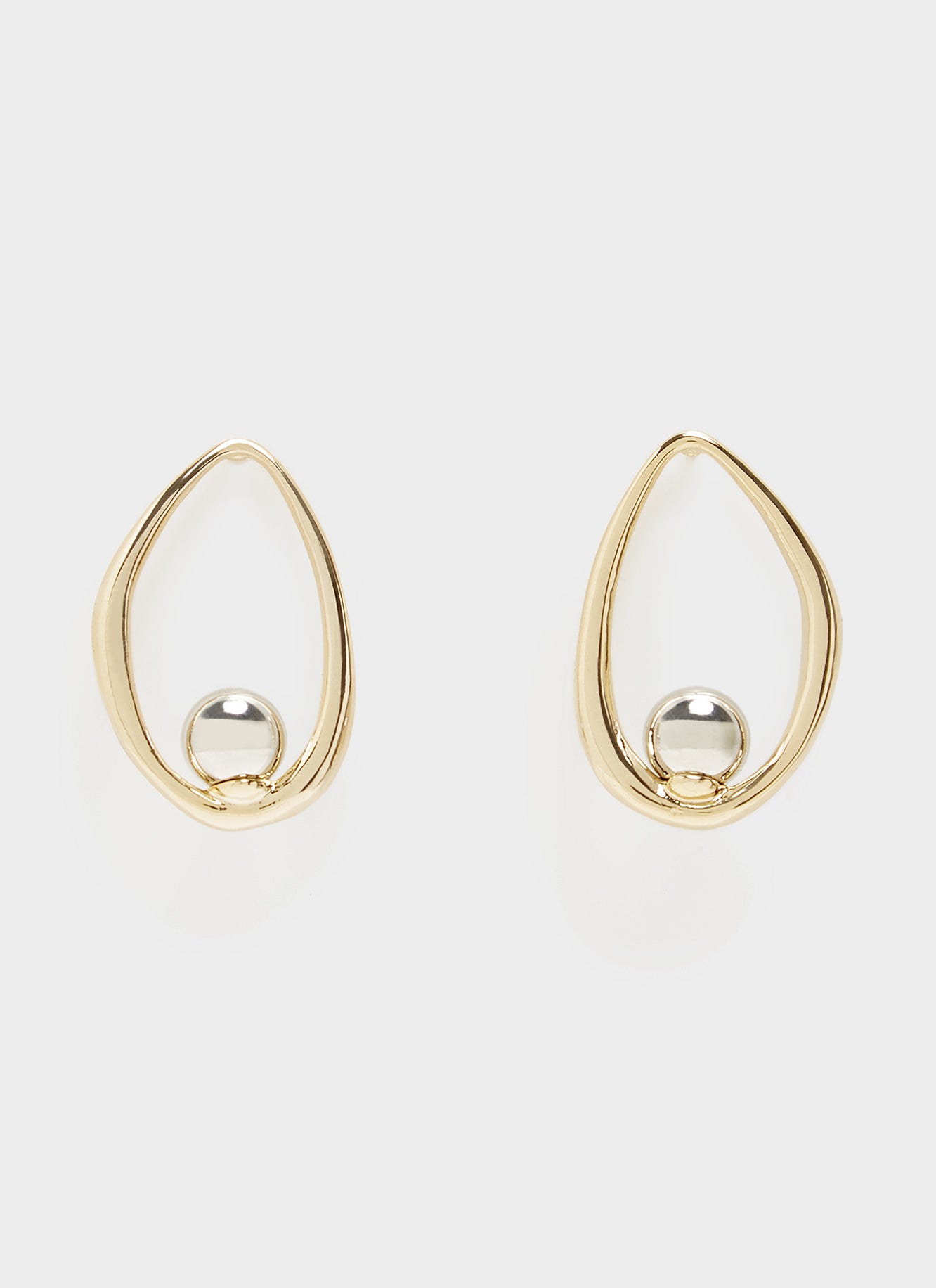 Gold/Silver Short Oval Silhouette Earrings | Adolfo Dominguez – Adolfo ...