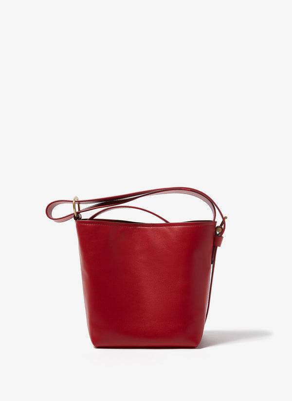 Red Smooth Leather Mini Bucket Bag