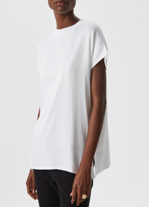 Wrinkled T-Shirt With Perkins Neckline