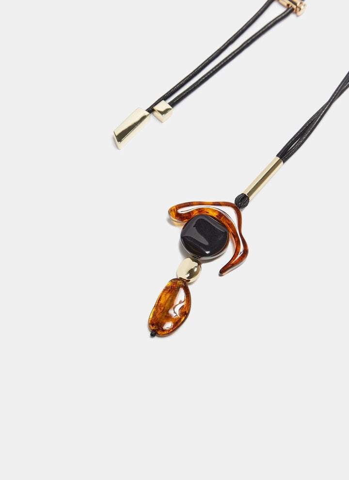 Women Necklace | Amber Adjustable Necklace With Resin Pendant by Spanish designer Adolfo Dominguez