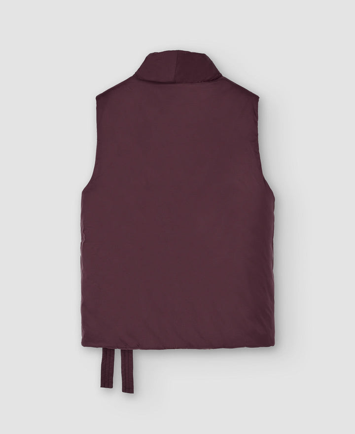 Women Vest | Aubergine Print Recycled Nylon Short Waistcoat by Spanish designer Adolfo Dominguez