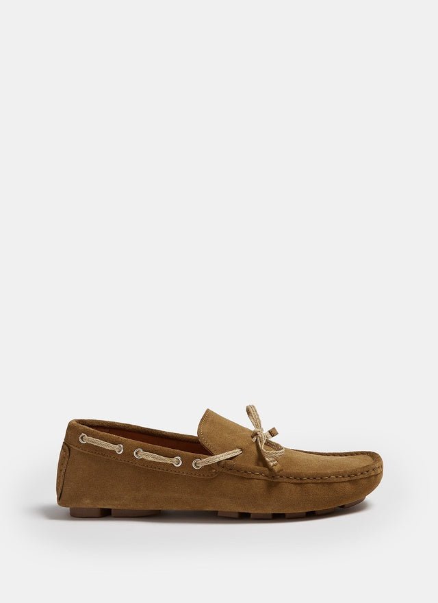 Men Shoes | Beige Suede Moccasins With Rubber Sole by Spanish designer Adolfo Dominguez