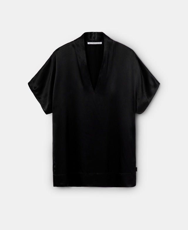 Women Shirt | Black Black Viscose V-Neckline Shirt by Spanish designer Adolfo Dominguez