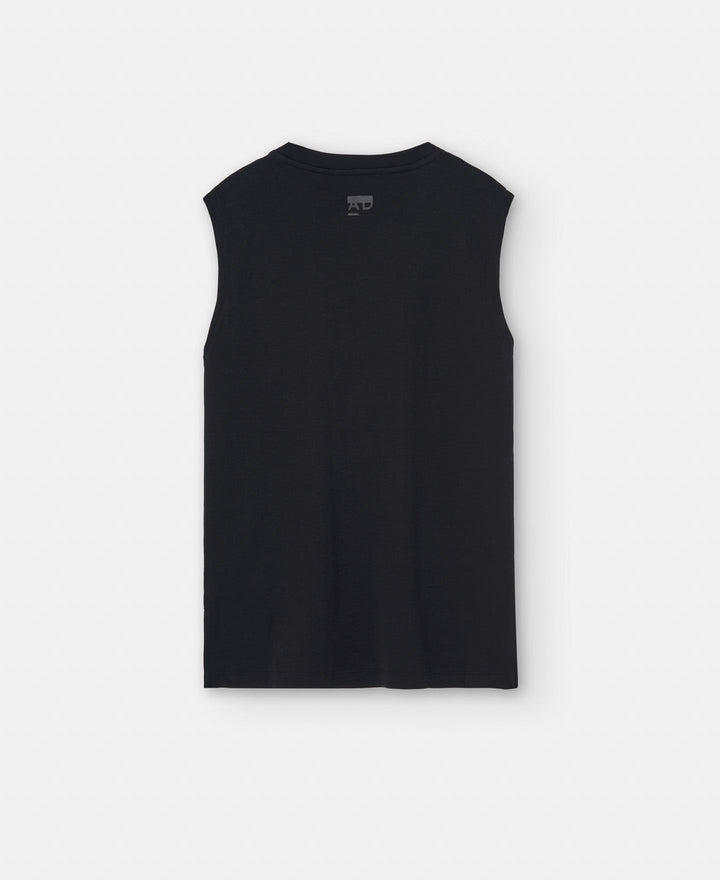 Women T-Shirt (Short Sleeve) | Black Cotton Crew Neck T-Shirt by Spanish designer Adolfo Dominguez