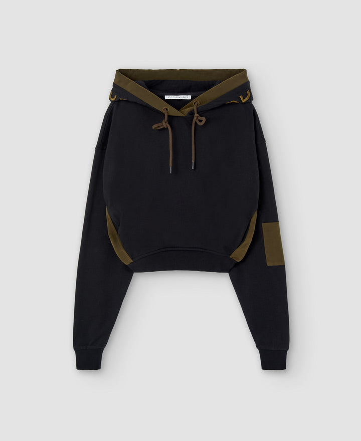 Women Jumper | Black Cotton Hoodie by Spanish designer Adolfo Dominguez