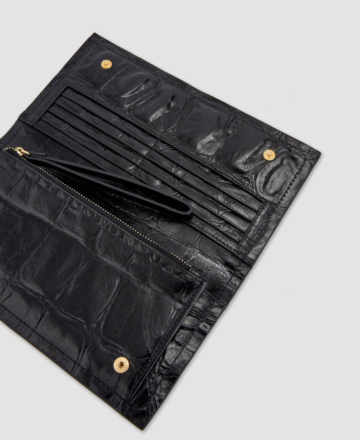 Women Wallet | Black Large Wallet In Coco Leather by Spanish designer Adolfo Dominguez