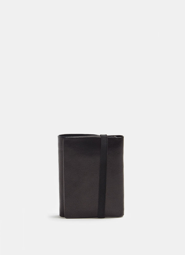 Men Wallet | Black Leather Wallet With Elastic Closure by Spanish designer Adolfo Dominguez