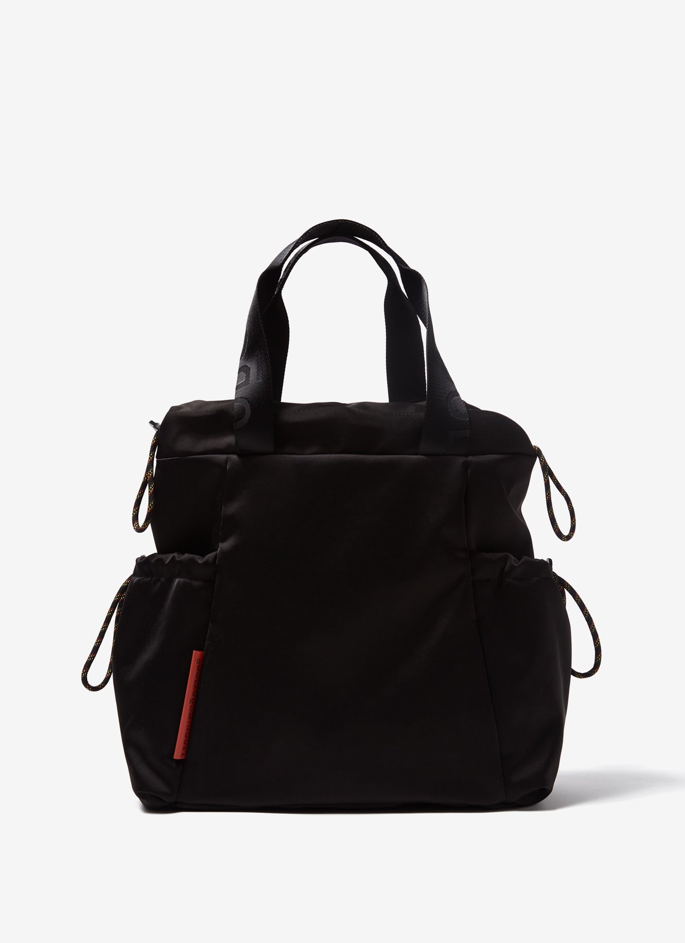 Black Nylon Shopper Bag With Logoed Straps 