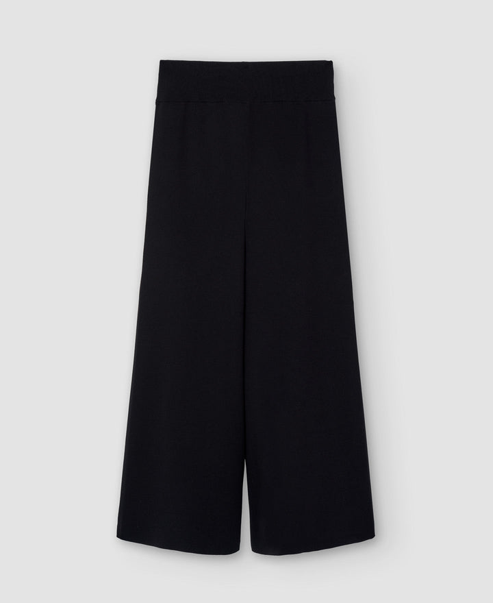 Women Trousers | Black Recycled Nylon Palazzo Trousers by Spanish designer Adolfo Dominguez