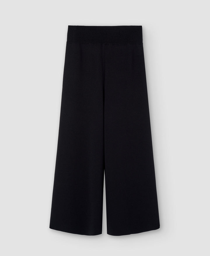 Women Trousers | Black Recycled Nylon Palazzo Trousers by Spanish designer Adolfo Dominguez