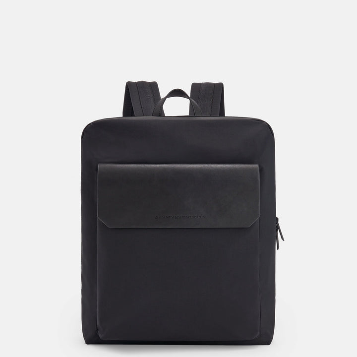 Men Bags | Black Recycled Polyester Backpack by Spanish designer Adolfo Dominguez
