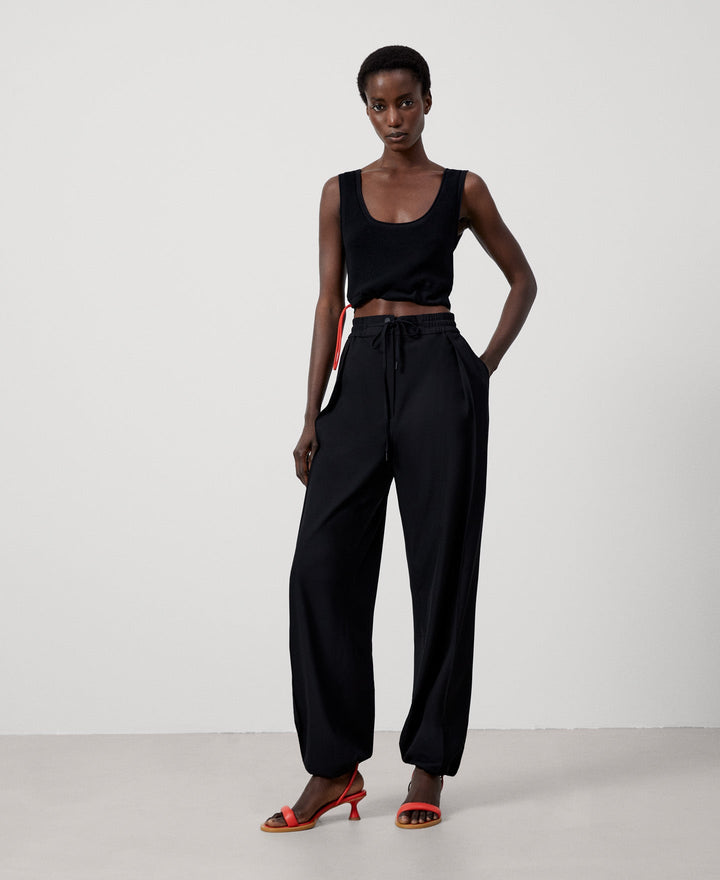 Black Recycled Polyester Jogger Trousers | Adolfo Dominguez – Adolfo ...