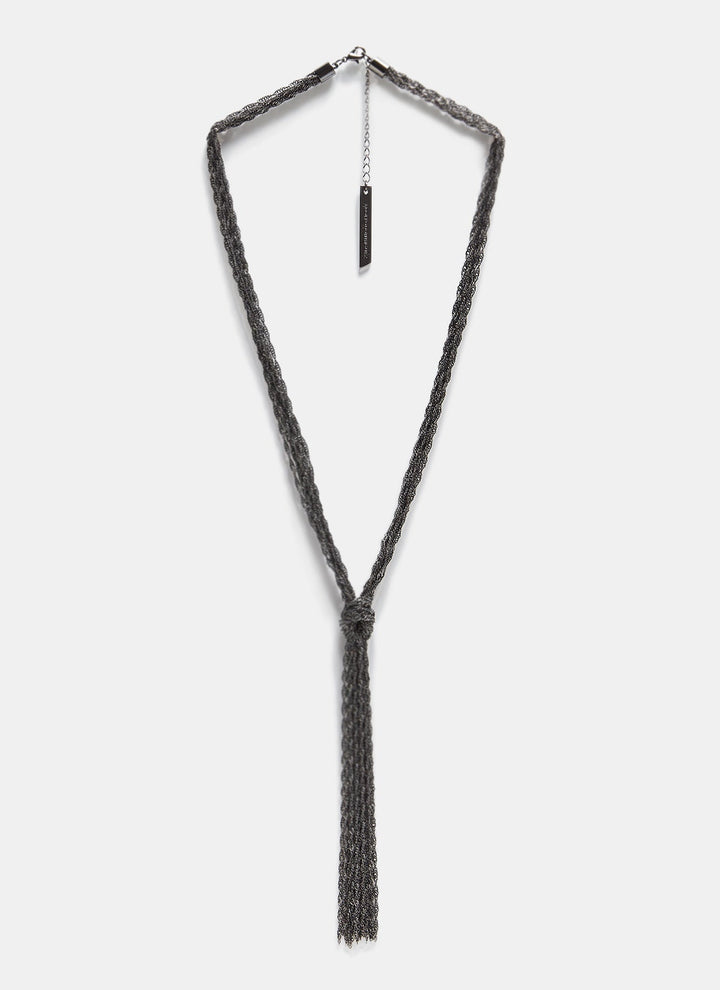 Women Necklace | Black Short Multiline Necklace With Tassel by Spanish designer Adolfo Dominguez