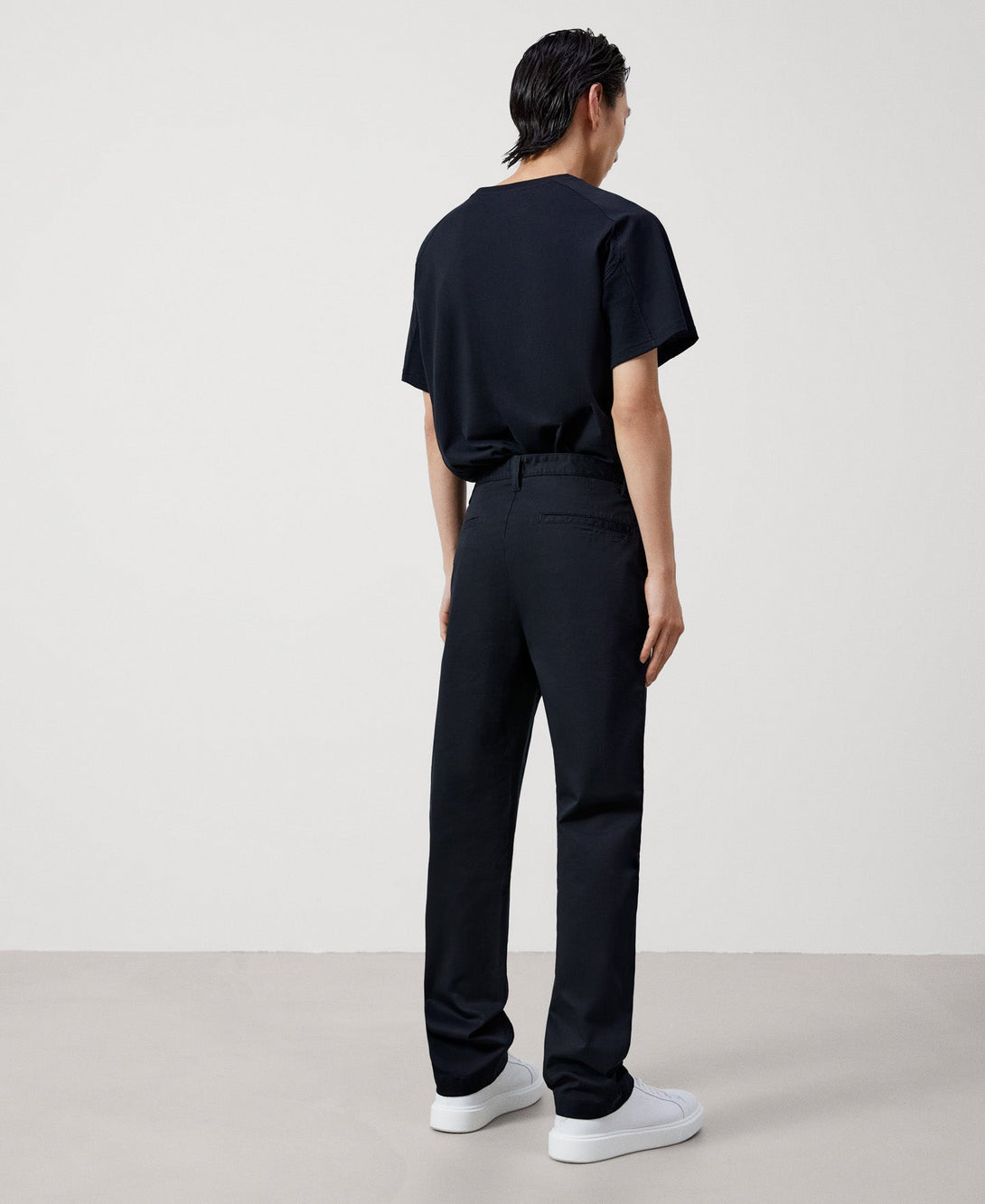 Men Trousers | Black Stretch Cotton Chino Trousers by Spanish designer Adolfo Dominguez