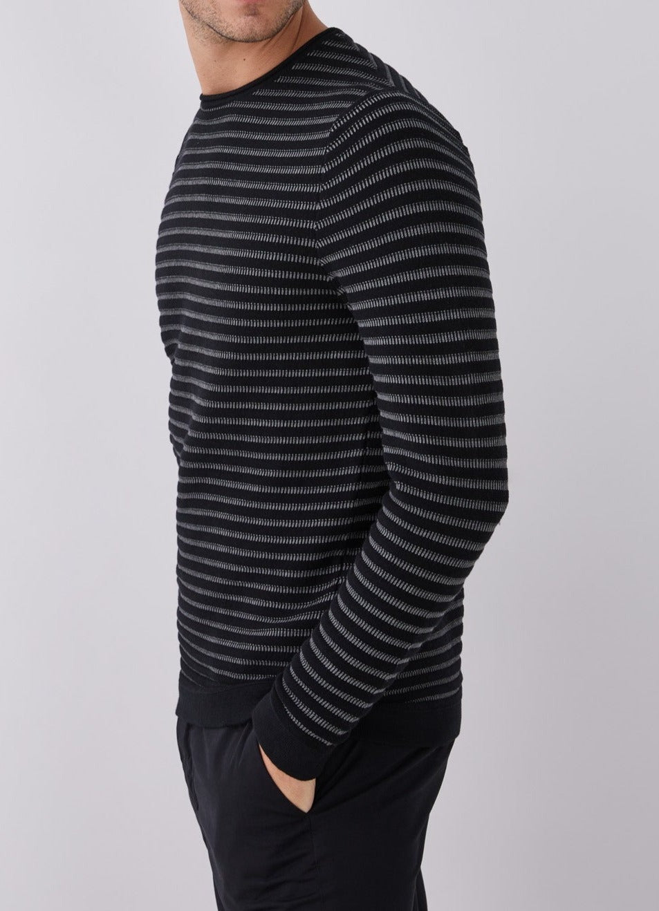 Black Striped Cotton Sweater | Adolfo Dominguez – Adolfo Dominguez ...
