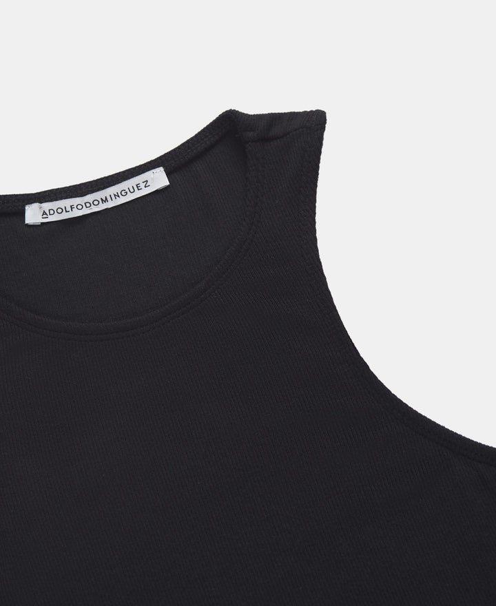 Women T-Shirt (Short Sleeve) | Black Tank T-Shirt by Spanish designer Adolfo Dominguez