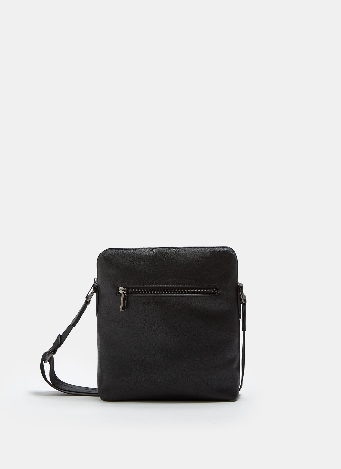 Black Textured Crossbody Bag With Front Pocket | Adolfo Dominguez ...